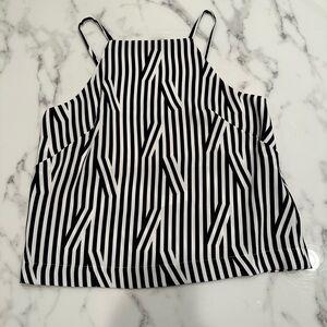 NWT Topshop Black And  White Striped Spaghetti Strap Top US 4